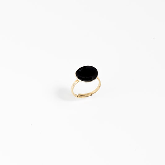 Golden Black Dot Ring