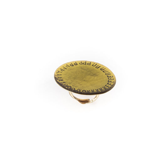 Engraved Disc Ring -  Yellow Light