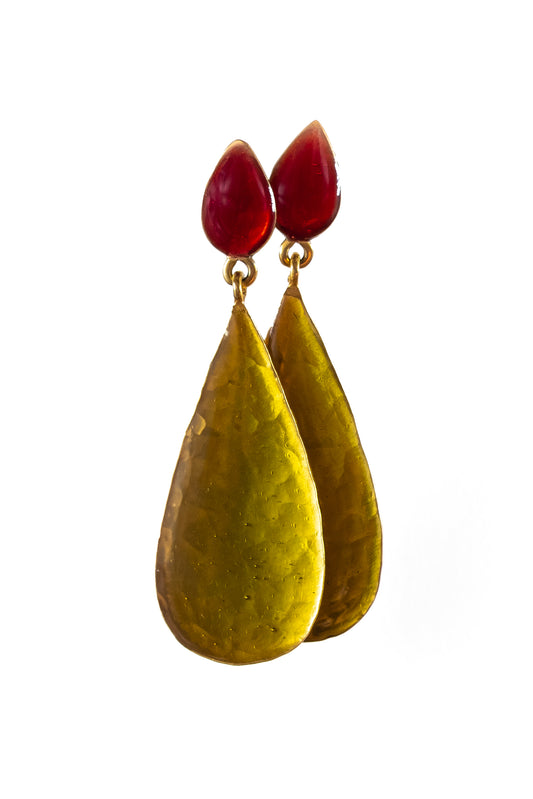 Red and Olive Drip  Earrings