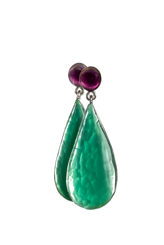 Plum and Turquoise Drip Earrings