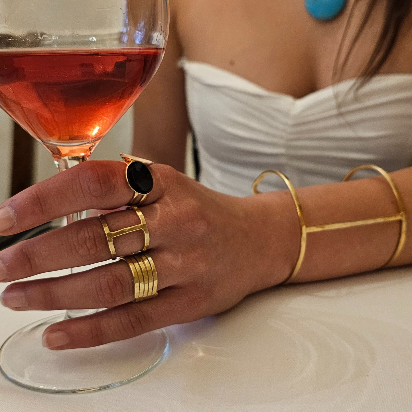 Golden Black Dot Ring